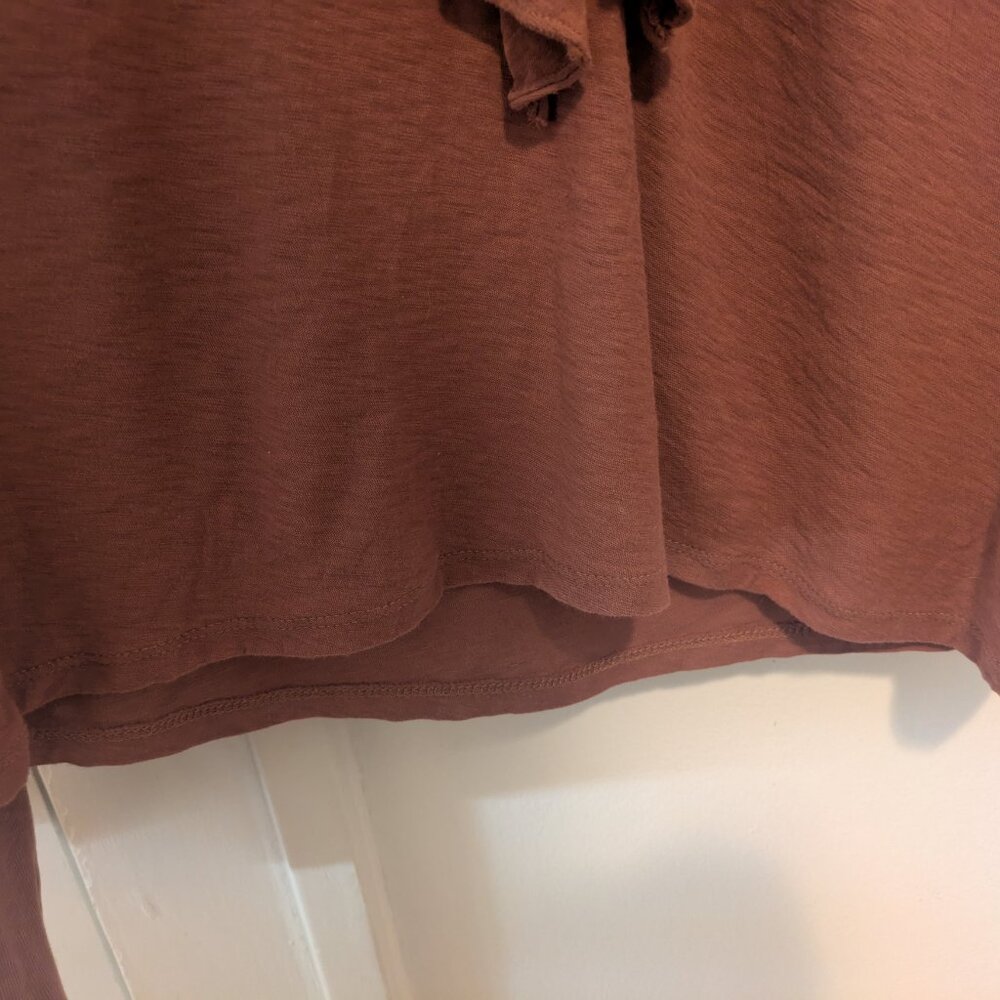 Nation LTD Burnt Orange Lalita Ruffled Neckline Long Sleeve Tee - Picture 7 of 12